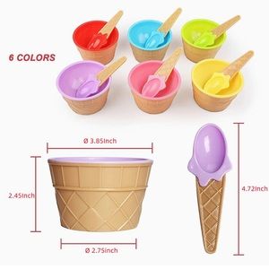 Ice Cream Bowl and Scoop Set - 12 Pieces